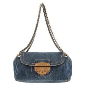 PRADA denim chain shoulder bag blue